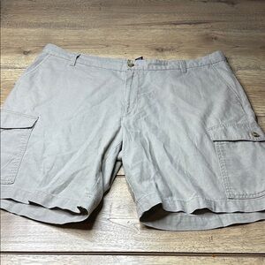 Men’s Chaps Tan Cargo Shorts Casual Linen Blend Size 42